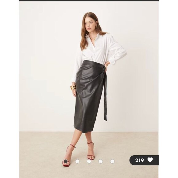 Never Fully Dressed BUNDLE of 2 Wrap Faux Leather Midi Skirts With Waist tie 6 - Picture 11 of 11